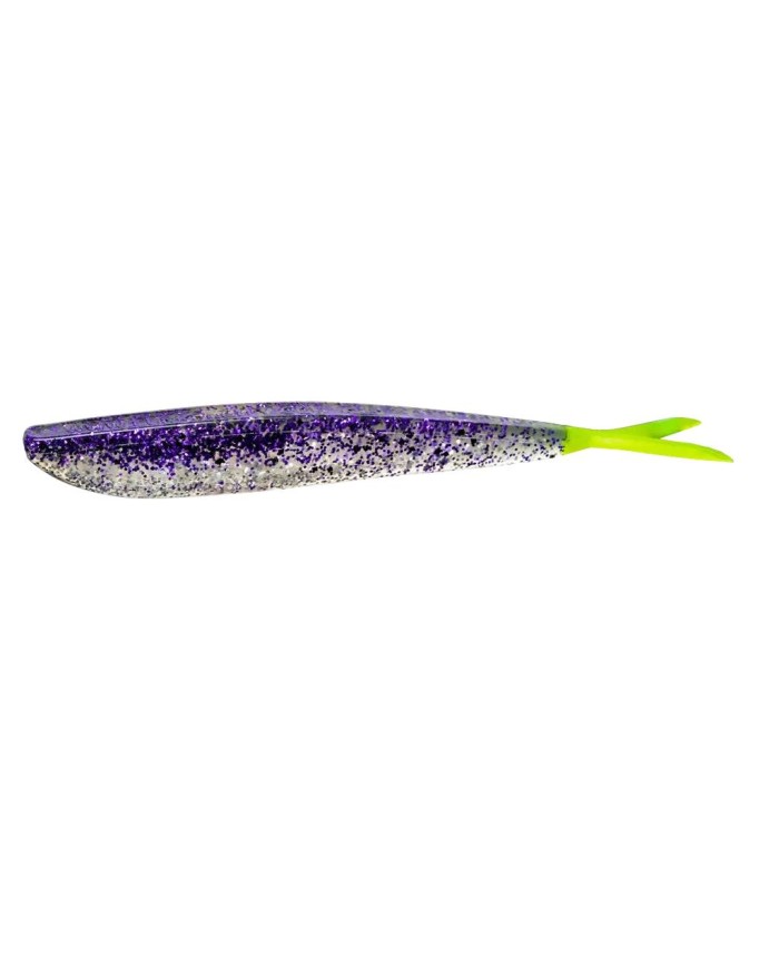 LUNKER CITY FIN-S FISH 4"  8/BG COL. 281 PURPLE ICE CHARTREUSE TAIL
