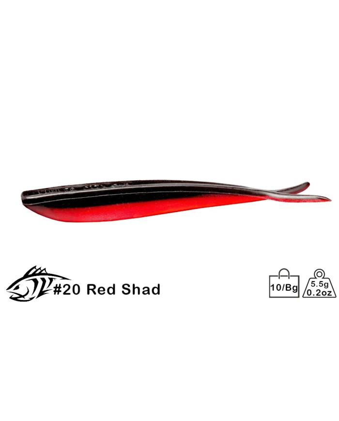 LUNKER CITY FIN-S FISH 4" 10/BG COL.  20 RED SHAD
