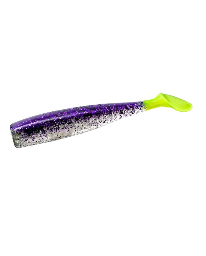 LUNKER CITY SHAKER 3.25"  8/BG COL.281 PURPLE ICE CHARTREUSE TAIL